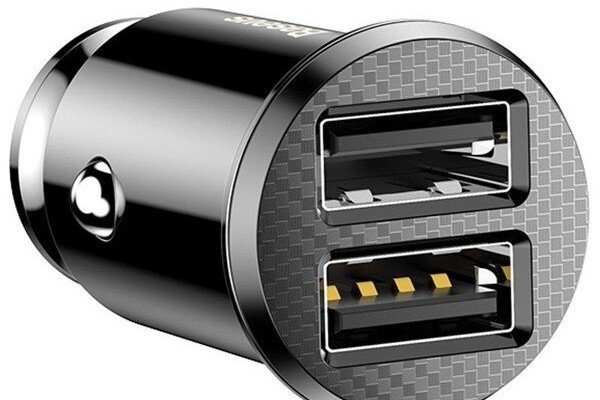 Caricabatterie automatico Baseus Grain 2x USB 5V 3.1A nero
