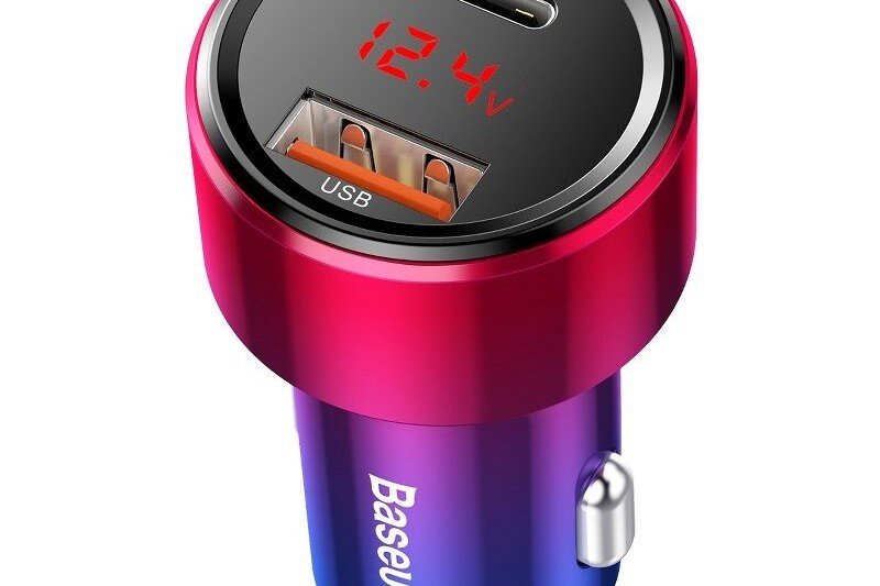 Αυτόματος φορτιστής Baseus Magic USB + USB-C QC 4.0 PD 45W κόκκινο-μπλε