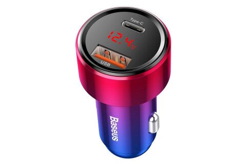 Αυτόματος φορτιστής Baseus Magic USB + USB-C QC 4.0 PD 45W κόκκινο-μπλε