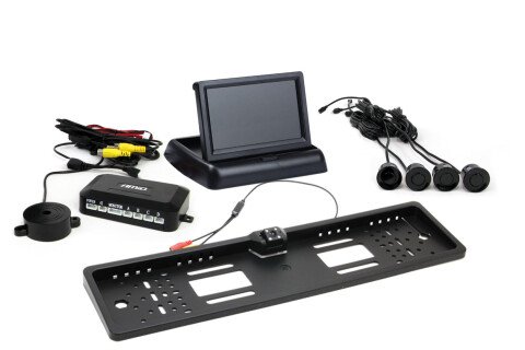 Sada parkovacích senzorů TFT02 4,3" s HD-402-LED kamerou 4 černé senzory