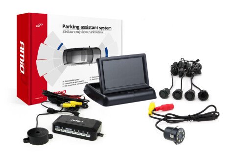 Zestaw czujników parkowania TFT02 4,3" z kamerą HD-308-LED 4 czujniki czarny "GOLD"