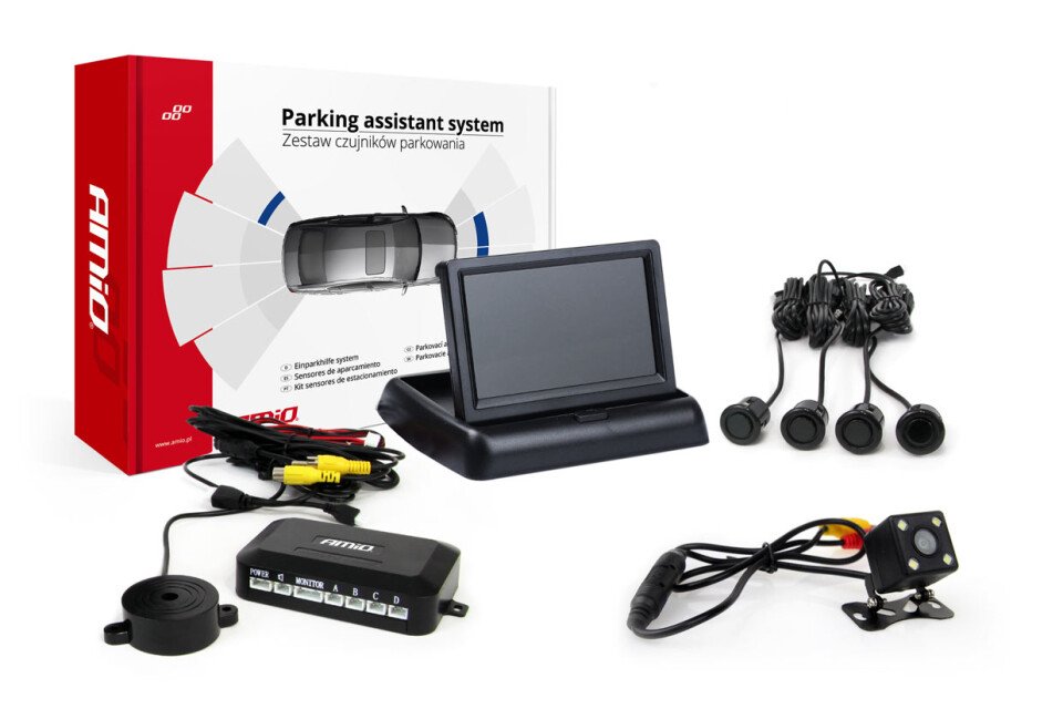 Komplet senzora za parkiranje TFT02 4.3" sa HD-315-LED kamerom 4 senzora crna "GOLD"