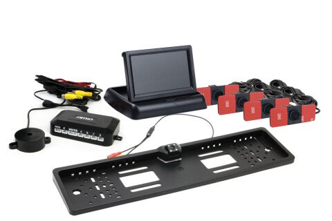 Parksensor-Kit TFT02 4,3" mit HD-402-LED-Kamera 4 Sensoren schwarz innen