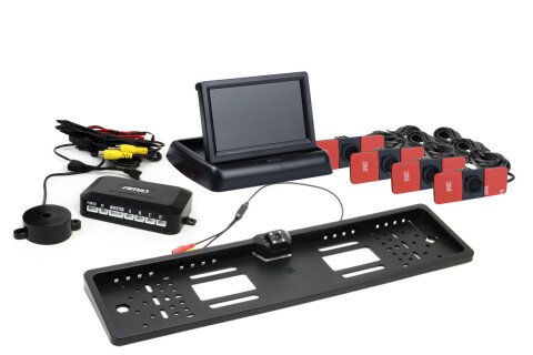 Parksensor-Kit TFT02 4,3" mit HD-402-LED-Kamera 4 Sensoren schwarz innen