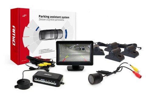 Kit senzor parcare TFT01 4.3" cu camera HD-301-IR. 4 senzori negri pentru camioane