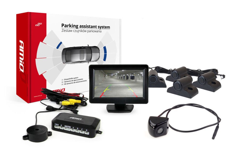 Komplet parkirnih senzorjev TFT01 4,3" s kamero HD-310 4 črni senzorji Tovornjak