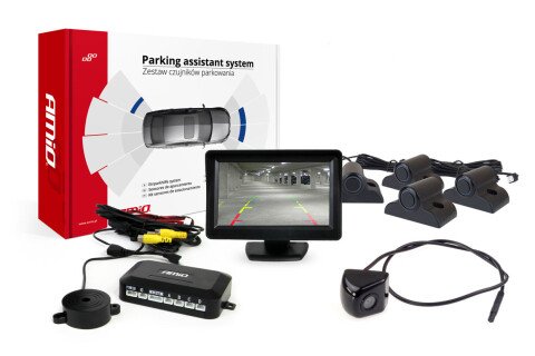 Komplet parkirnih senzorjev TFT01 4,3" s kamero HD-310 4 črni senzorji Tovornjak