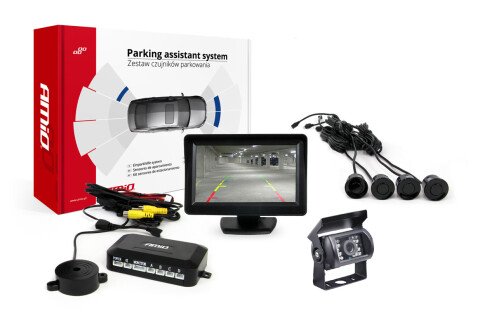 Parksensor-Kit TFT01 4,3" mit HD-501-IR-Kamera 4 schwarze Sensoren