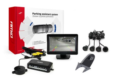 Kit sensore parcheggio TFT01 4.3" con telecamera HD-502-IR 4 sensori nero "GOLD"