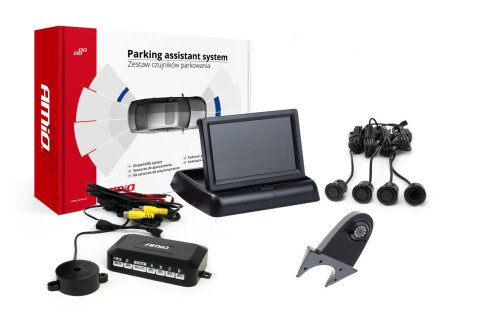 Parksensor-Kit TFT02 4,3" mit HD-502-IR-Kamera 4 Sensoren schwarz "GOLD"