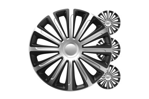 Poklopac glavčine automobila 4 kom. Trend crni srebrni set 13" inča COLOR BOKS