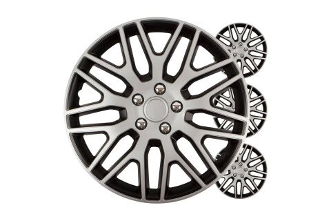 Poklopac glavčine automobila 4 kom. Dakar crni i srebrni 14-inčni COLOR BOKS set