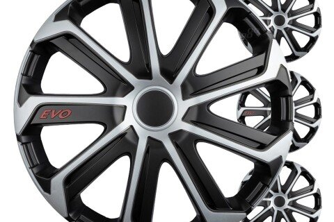 Capac butuc auto 4 buc. Set EVO negru-argintiu 16" inch COLOR BOX