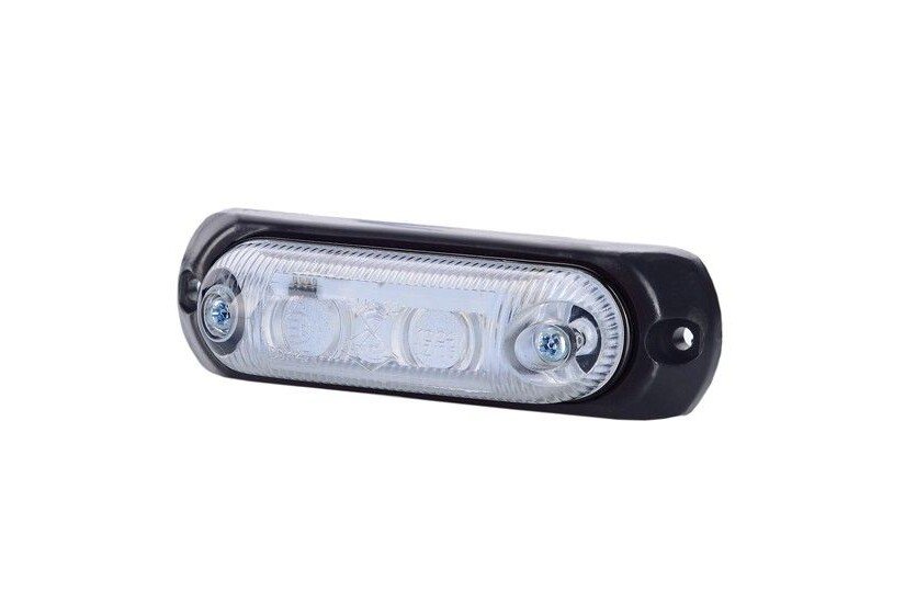 Lampa obrysowa owalna biała z gumową podstawą 12/24V (przewód 0,5 m); EMA 32