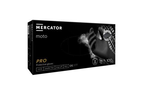 Mănuși de nitril Mercator MOTO BLACK mărimea M 100buc.