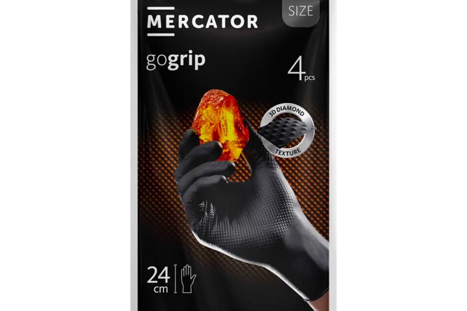 Crne nitrilne rukavice Mercator GoGrip BLACK 4 kom. veličina XXL