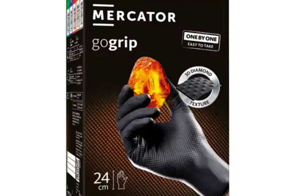 Černé nitrilové rukavice Mercator GoGrip ONE-BY-ONE Black 100ks. Velikost M