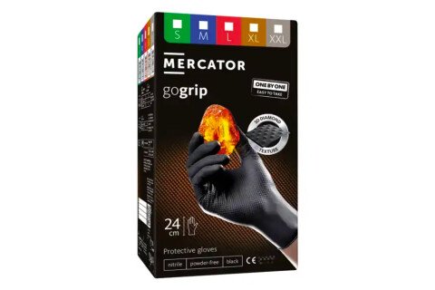 Černé nitrilové rukavice Mercator GoGrip ONE-BY-ONE Black 100ks. Velikost M