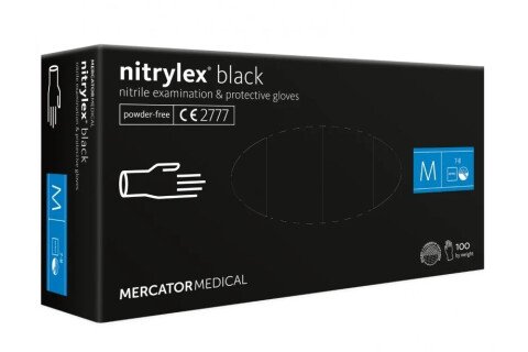 Μαύρα γάντια νιτριλίου Mercator Nitrylex Μαύρο μέγεθος S 100 τεμ.