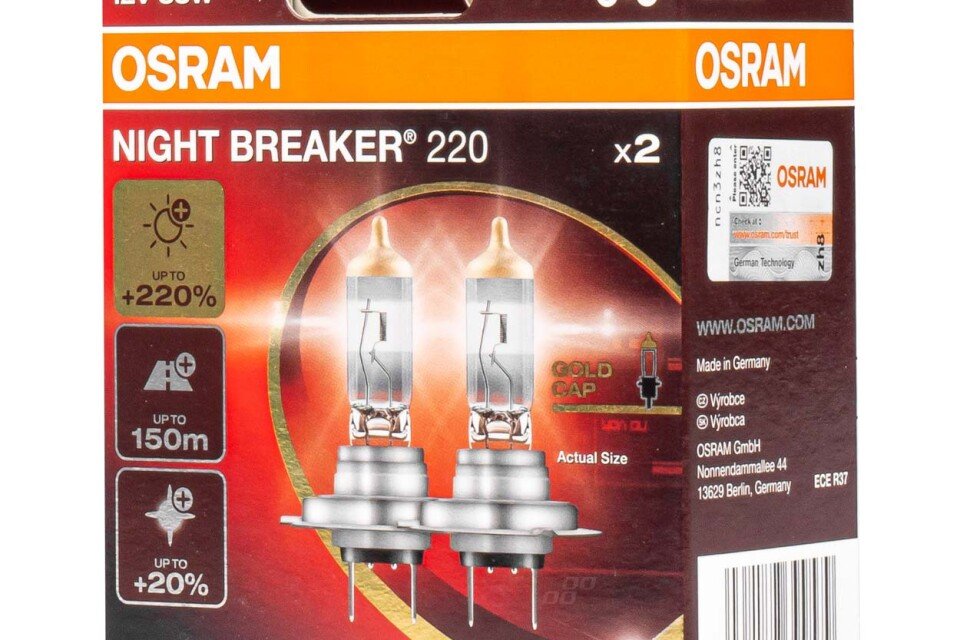 Halogene žarulje Osram H7 12V 55W PX26d NIGHT BREAKER +220% 2 kom.