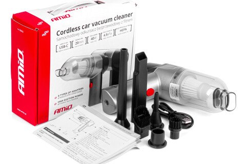 Bezprzewodowy odkurzacz samochodowy HEPA akumulatorowy 40W 4000mAh AMIO-03692