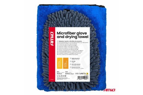 Rękawica i ręcznik do osuszania samochodu z mikrofibry 94/800 g/m² 20 x 26/60 x 90 cm AMIO-04489