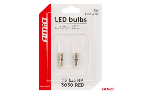 STANDARD Rdeča T5 12V 3030 1LED HP LED žarnice AMIO-03727