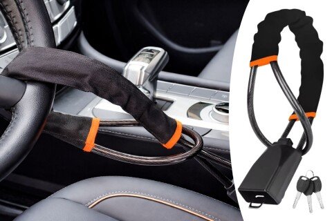 SteerVault dvostruka bezbednosna auto brava, do 70 cm