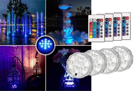 Vízálló LED lámpa WaterShaa, 4 db, 16 féle szín, távirányító