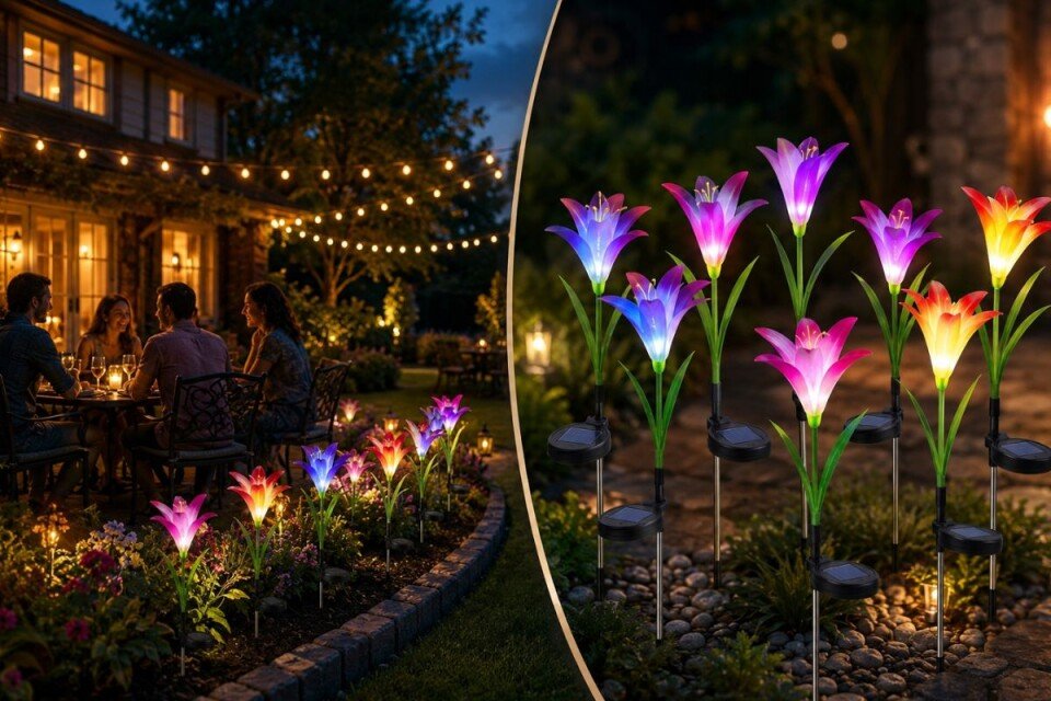 LED solarna baštenska svetla u obliku cveća BlessRose, 7 boja, IP44, 600mAh