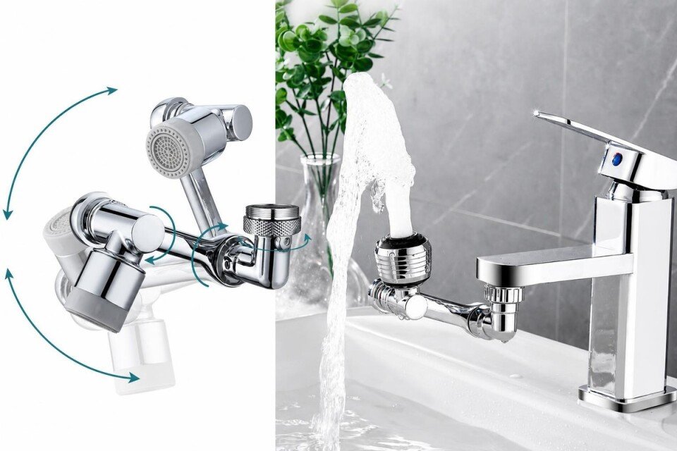Um 1080° drehbarer RotatJet-Wasserhahnaufsatz