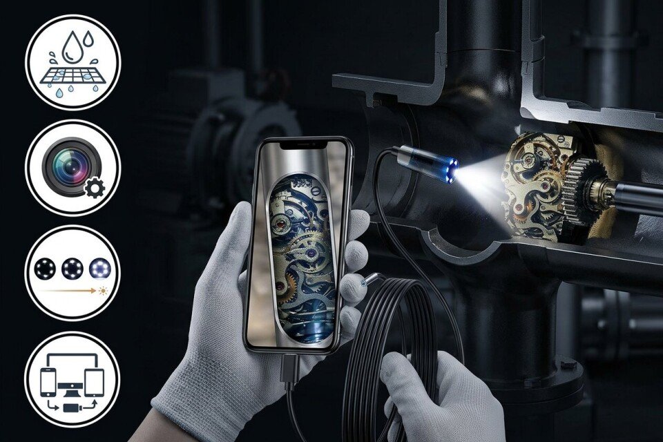 Izjemno tanek vodoodporen endoskop Scopiq, LED, IP67, 5m