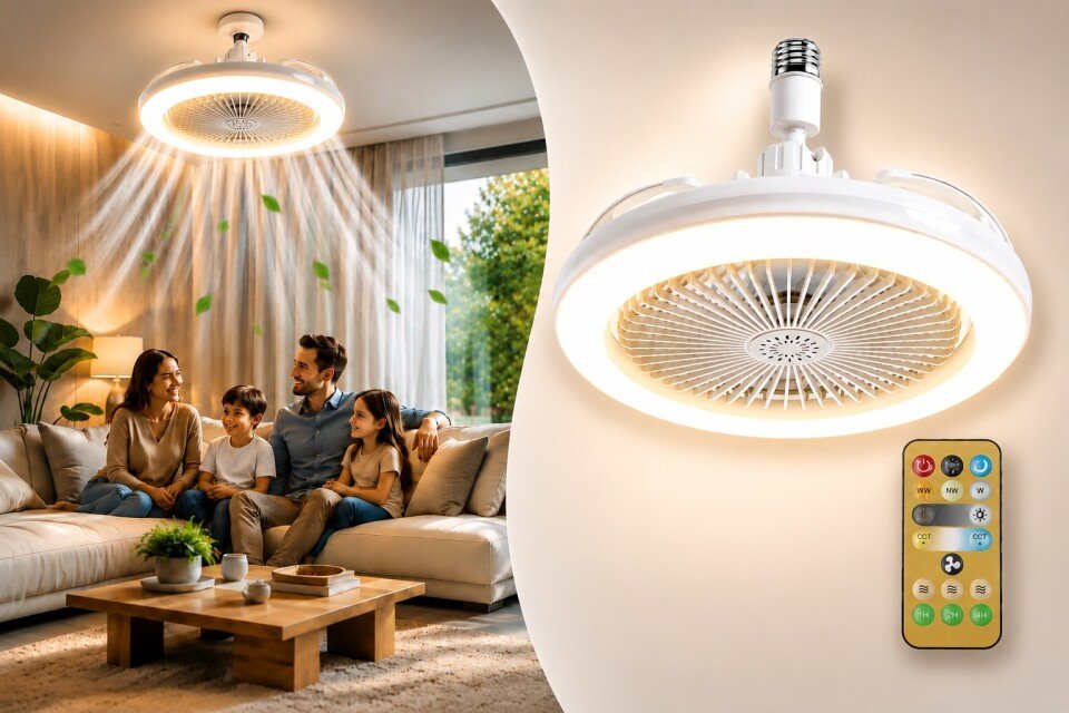 JinVent plafonski ventilator sa LED svetlom, 3500-6500K, 3 režima + daljinski upravljač