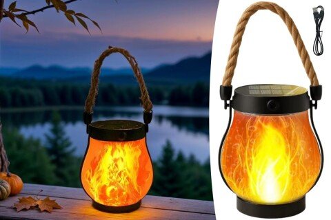 Solarni LED fenjeri VelaFlick sa efektom plešućeg plamena, IPX4, USB