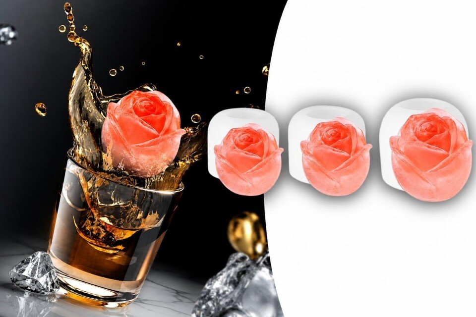 Foremki silikonowe do kostek lodu IceRoses, 3 sztuki