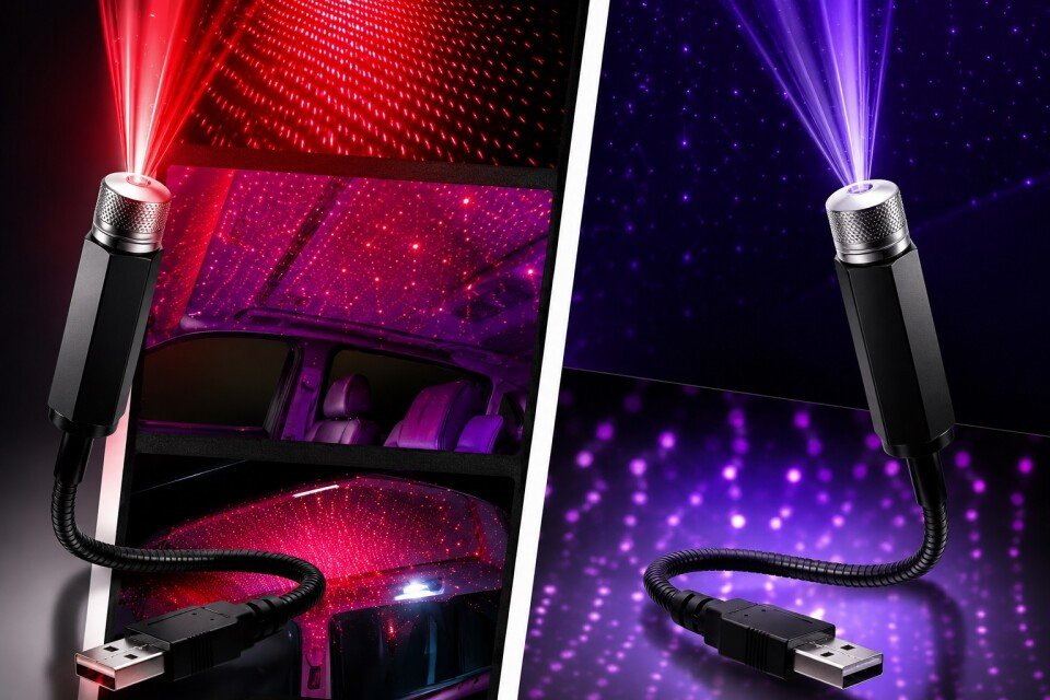 StarGalaxy star proiecție LED, roșu și violet, USB, 1 buc