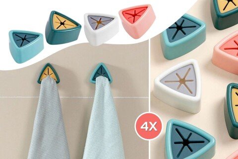 Trikotni obešalniki TowelPlug, 4 kosi različnih barv
