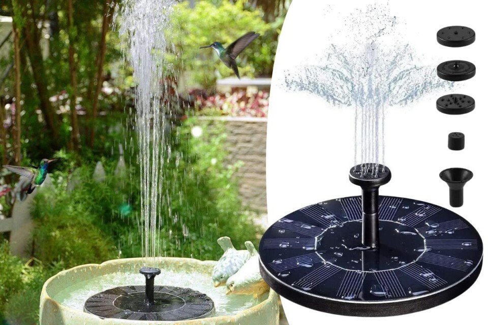 SunFountain napelemes szökőkút, vízdísz, kerek