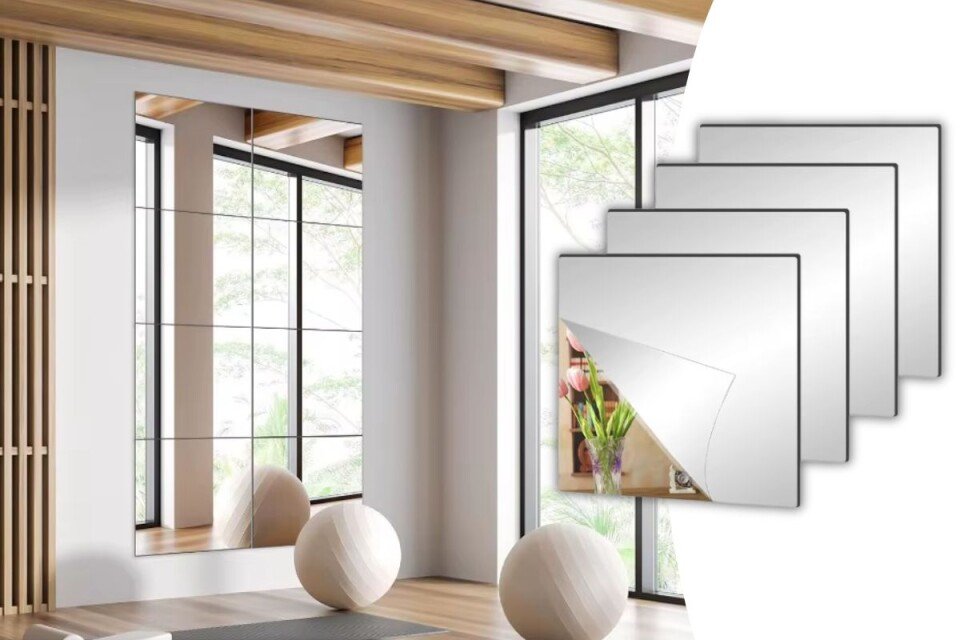 Samolepljiva ogledala ClarityMirror sa HD jasnoćom, 4 komada, 30×30 cm