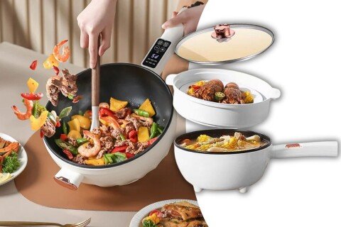 SizZela električna tava s poklopcem, nehrđajući čelik, 1350 W