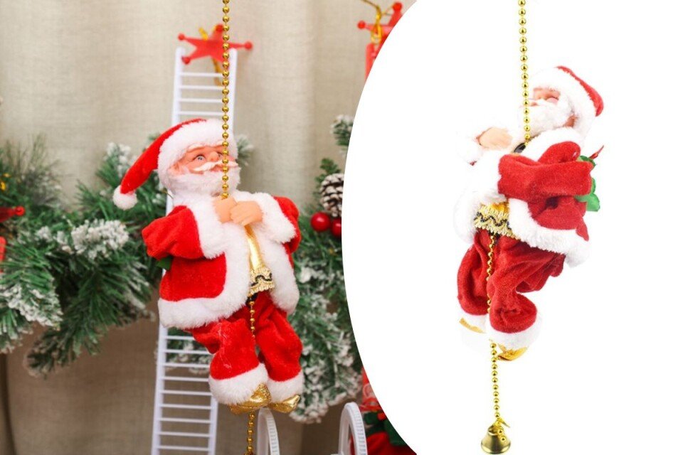Ein musikalischer Weihnachtsmann an einer Schnur, ClimbingSanta