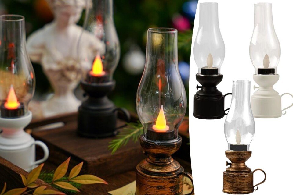 TimberGlow LED antik kerozinlámpa