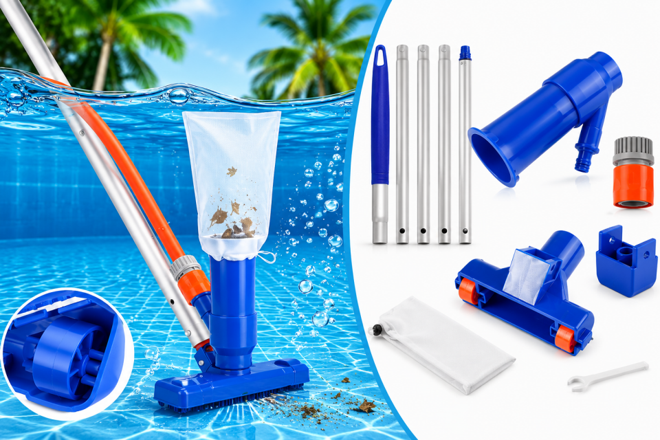 Ηλεκτρική σκούπα πισίνας PoolVaccPRO με ρόδες + τηλεσκοπικό κοντάρι (σετ)