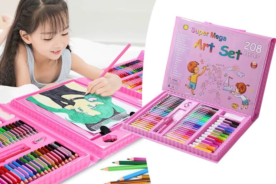 Colorya set umetnosti od 208 delova sa prenosivim štafelajem