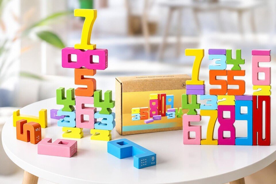 Blocchi numerici in legno Montessori OakTally, 20 pezzi