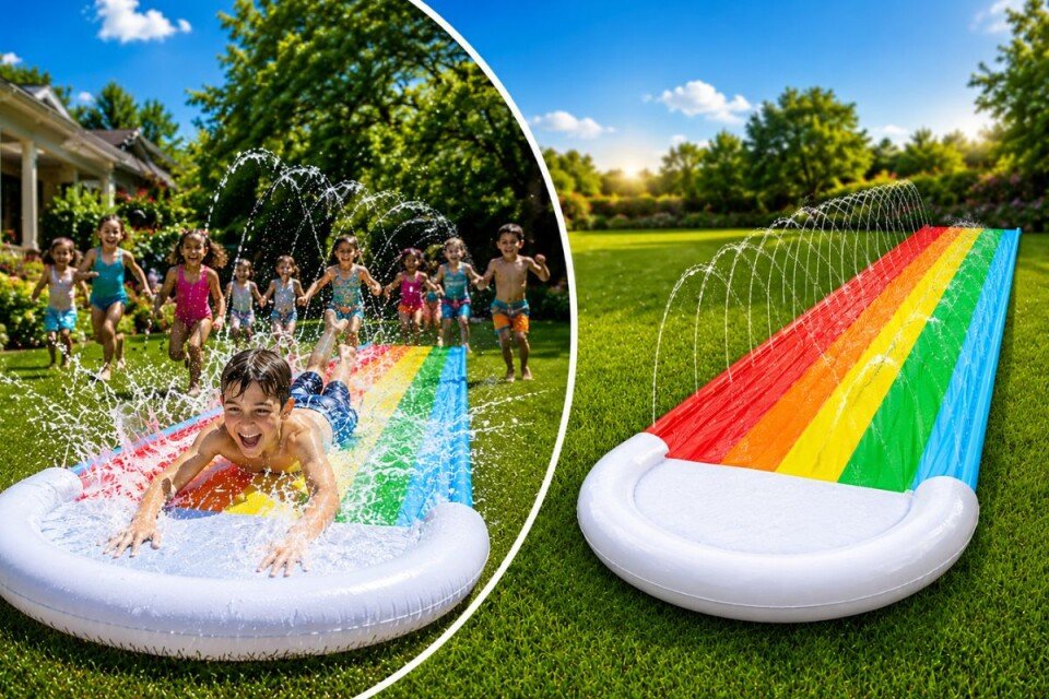 Scivolo gonfiabile SlideFizz, 465x80 cm, sistema di irrigazione integrato