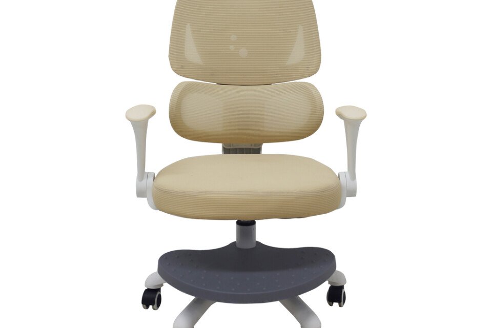 Dečija kancelarijska stolica, ergonomska, podesiva rotirajuća stolica, bež