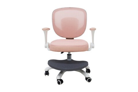 Kinderbürostuhl, verstellbarer Drehstuhl mit Fußstütze, rosa