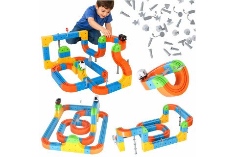 Magnetni gradbeni bloki, dirkališče, vlaki, 140 kosov