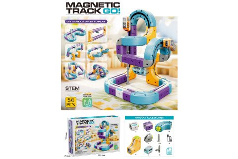 Blocuri de construcție magnetice, mașini de curse, 54 de piese